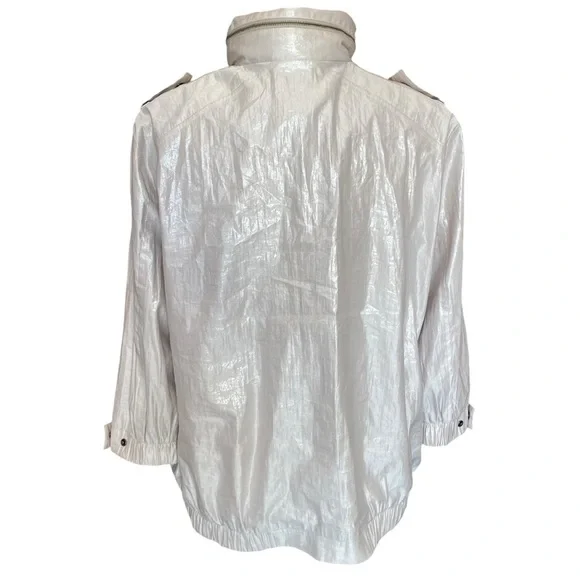Chico’s Metallic Silver Windbreaker / Waterproof Jacket - Picture 9 of 14